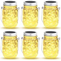 Lámpara de Decoración Solar-OxyLED 6 Piezes 600 mAh Lámpara Solar Mason Jar Set Lámpara Ahorro de Energía e Impermeable…